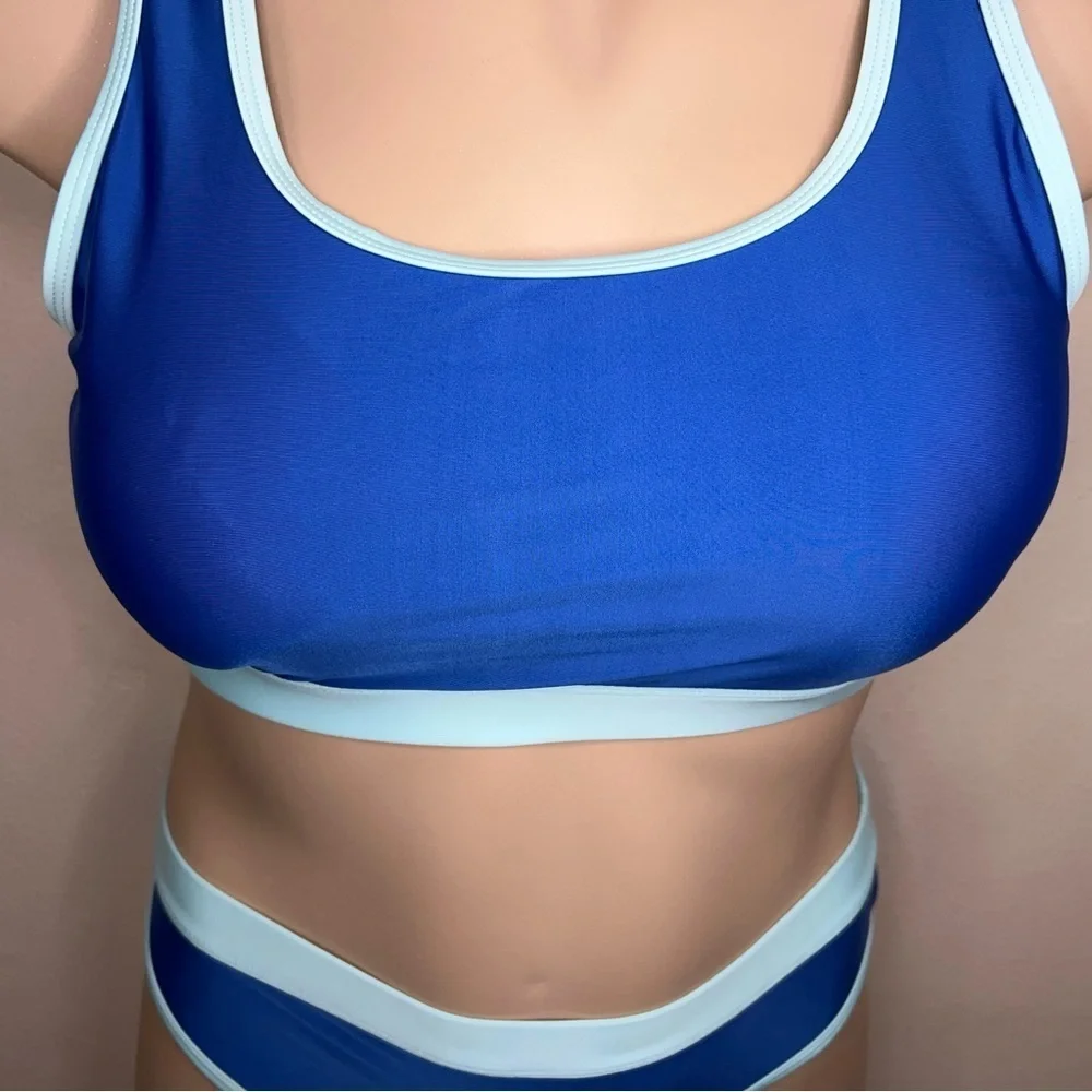 New Size XL Baleaf Bikini Set 2 Piece Blue Two Tone Colorblock UPF 50 Swimwear